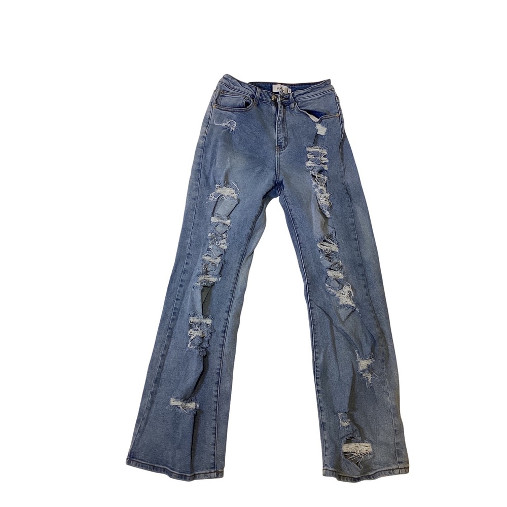Rue21 Womens Light Wash Distressed Flare Jeans Size 9